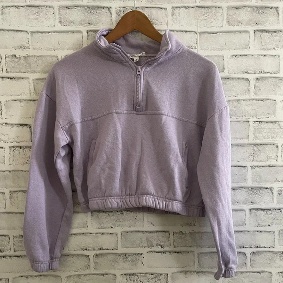 Women’s Hippie Rose light purple 1/2 zip cropped sweatshirt size Medium - Picture 1 of 4